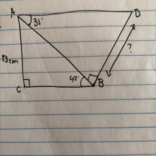 3. Solve for side length BD
A
31
D
13 cm
I
47
C
B