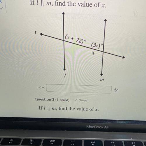 If l || m, find the value of x
