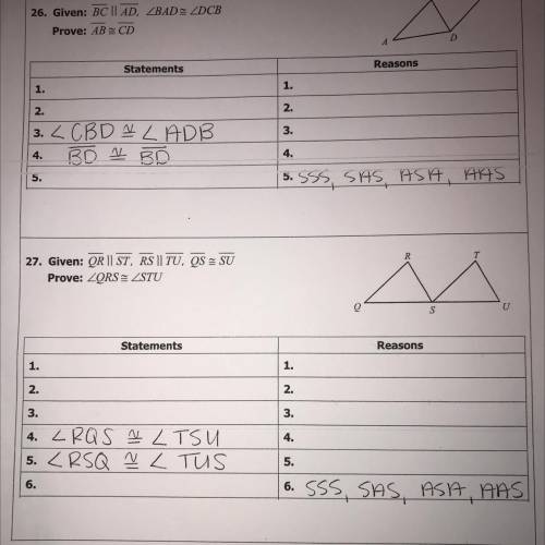 Unit 4 test study guide (congruent triangles) question 26 and 27