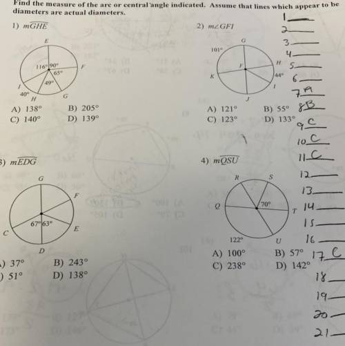 PLEASE HELP I NEED ASAPPP
Measures of arcs and central angles