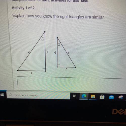 Explain how you know the right triangles are similar.