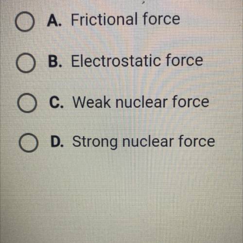 Which force holds protons and neutrons together in the nucleus of an atom?