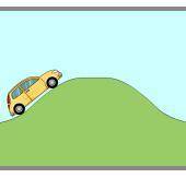 Study the image of the moving car.

While going uphill, the car’s potential energy is ________ and