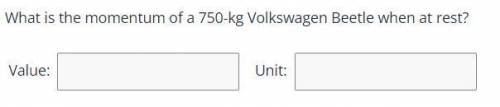 Please help me answer the following question!

What is the momentum of a 750-kg Volkswagen Beetle