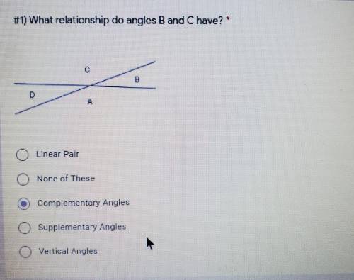 #1) What relationship do angles B and C have?