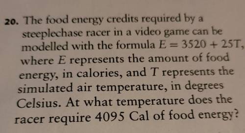 The food energy credits required by a steeplechase racer in a video game can be modelled with the f