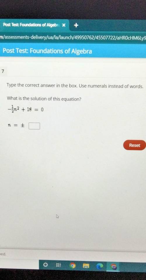 What is the answer-1/2n^2+18=0n= ___