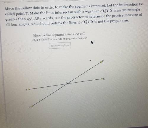 Move the yellow dots in order to make the segments intersect. Let the intersection be called point