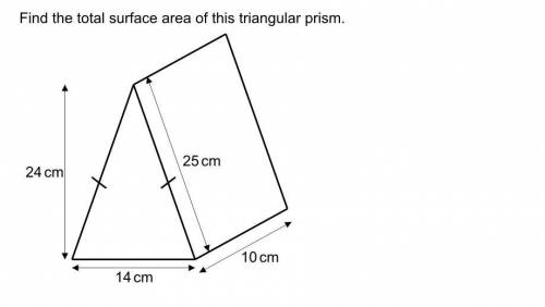 Find the area of this triangular prism.