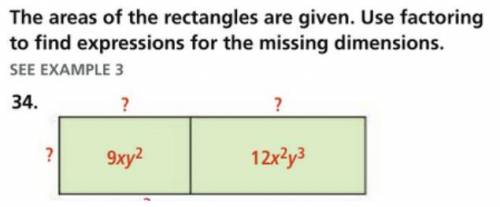 The areas of the rectangles are given. use factoring to find expressions for the missing dimensions