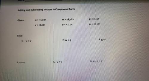 HELP PLS!! 
Adding and subtracting vectors in component form