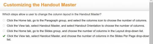 Which steps allow a user to change the column layout in the Handout Master?