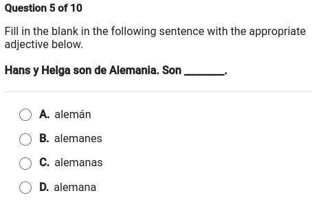 What's the answer for this spanish question.