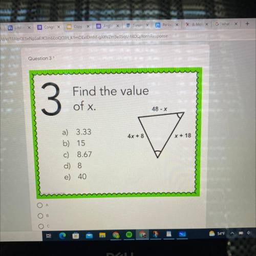 Find the value of x. Please help me. I can’t find the answer.
