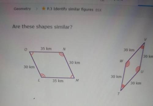 Are these shapes similar?yes or no