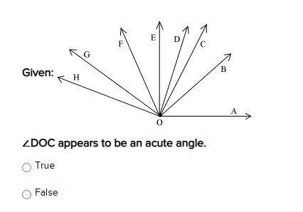 ∠DOC appears to be an acute angle.
true or false