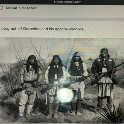 Photograph of Geronimo and his Apache warriors.

21. DBO: Using the photograph document above desc