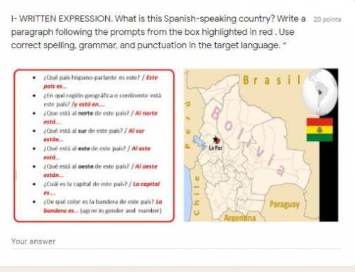 What is this Spanish-speaking country? Write a paragraph following the prompts from the box highlig