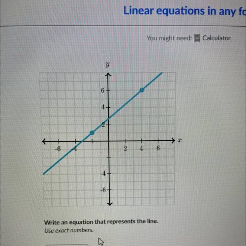 Write an equation that represent the line