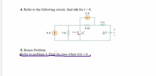 PLEASE ALL MY POINTS TO YOU. How do I find the time when v(t) = 0 in the following circuit?