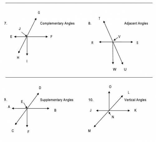 In figure #2, identify all of the vertical pairs of angles,

In figure #3, identify all of the com