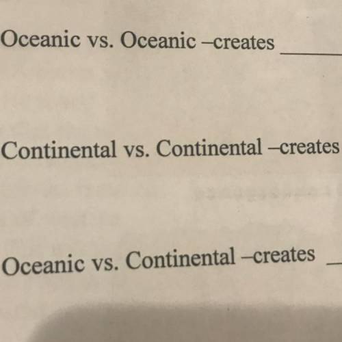 Oceanic vs. Oceanic -creates

Continental vs. Continental-creates
Oceanic vs. Continental-creates