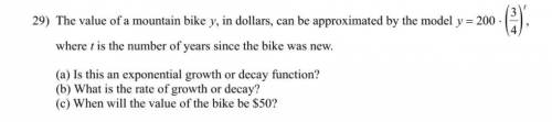 (a) Is this an exponential growth or decay function?

(b) What is the rate of growth or decay?
(c)