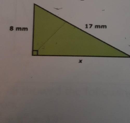 1. What is the value of x in the right triangle shown?