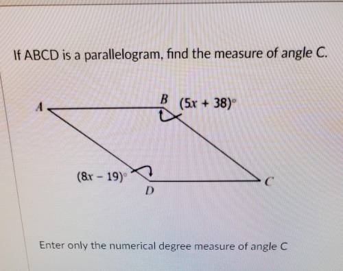 Find the numerical degree measure of angel C.