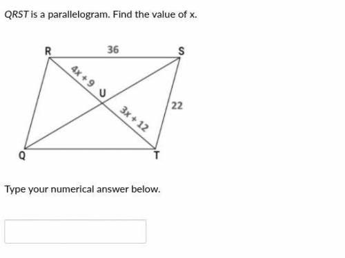 QRST is a parallelogram. Find the value of x.