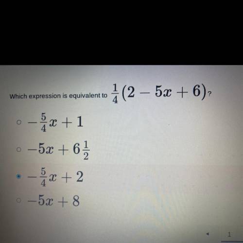 Which expression is equivalent to

1(2-53 +6)
- x + 1
5
4
0 -5x + 6
. 6.2
-x
x + 2
0-5x + 8