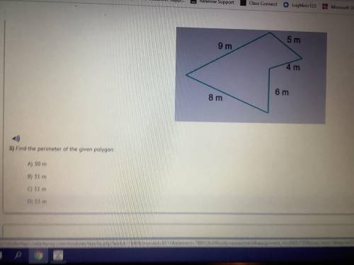 Find the perimeter of the given polygon: