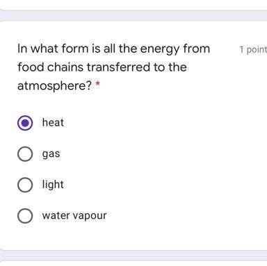 In what form is all the energy from food chains transferred to the atmosphere?