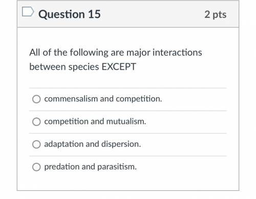 All of the following are major interactions between species EXCEPT