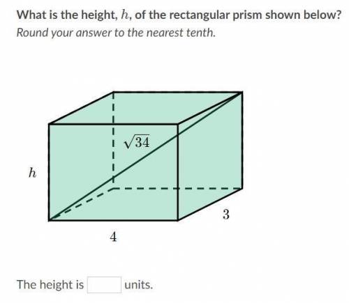 What is the height, hhh, of the rectangular prism shown below