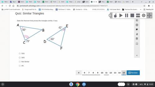 State the theorem that proves the triangles similar, if any.