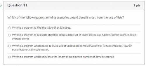 Which of the following programming scenarios would benefit most from the use of lists?