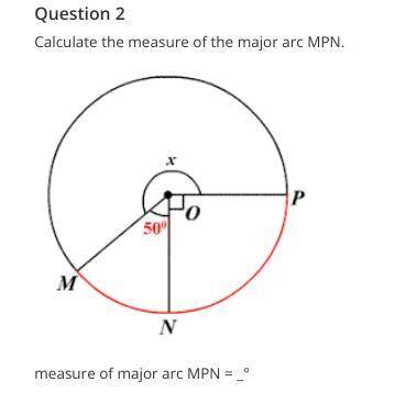 Calculate the measure of the major arc MPN.