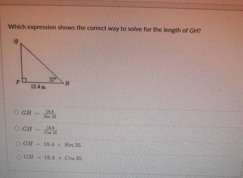 Which expression shows the correct way of solve for the length of GH