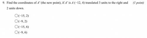 Find the coordinates of A' (the new point), if A' is A (-12, 4) translated 3 units to the right and