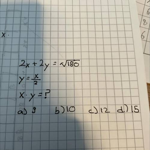 A) 9 b) 10 c) 12 d) 15
will give brainliest plz help