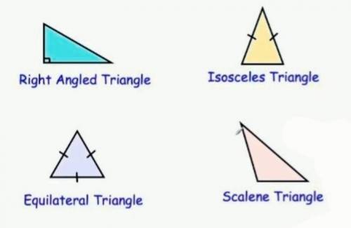 How many different types of triangles are there?

 Draw and name the 4 different triangles.
 Writ