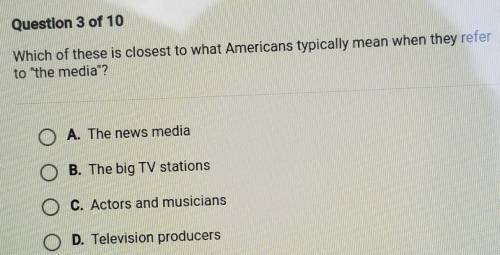 Which of these is closest to what Americans typically mean when they refer to the media?