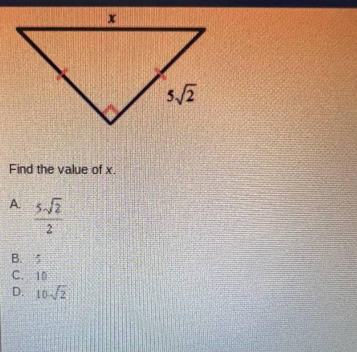 Find the value of x - A B C D