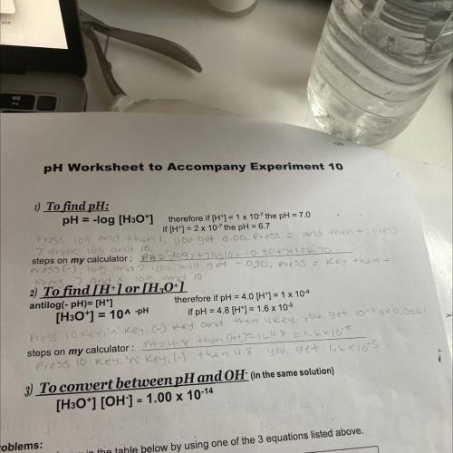 PH Worksheet to Accompany Experiment 10
helppp