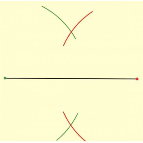 Constructing a line through both arc intersections in the drawing below would finish the constructi
