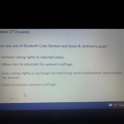 What was one of Elizabeth Cady Stanton and Susan B. Anthony's goals?