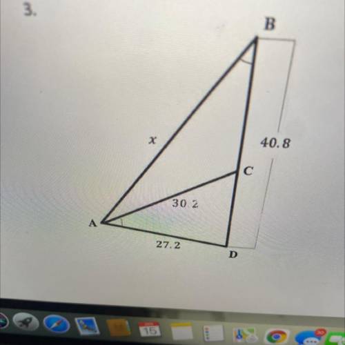 Explain why the triangles are similar and find the value of x