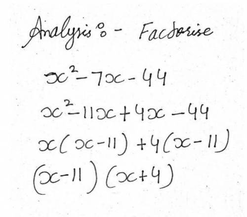 Please factorise x^2-7x-44