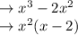 \rightarrow x^3-2x^2\\\rightarrow x^2(x-2)